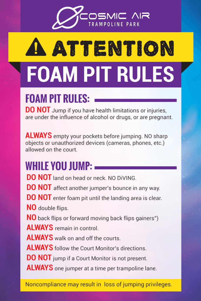 foam pit rules