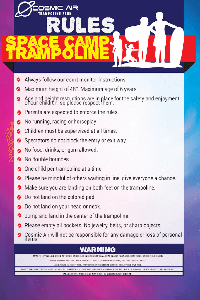 space camp trampoline rules